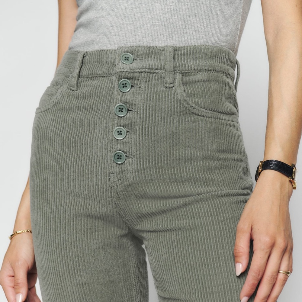 Reformation Green Corduroy Cynthia Pants NWT (Size 27)